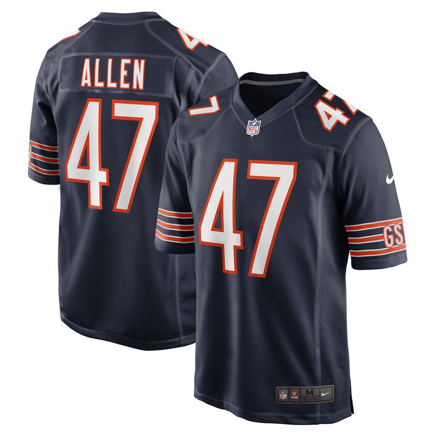 Men Chicago Bears 47 Chase Allen Nike Navy Game Player NFL Jersey